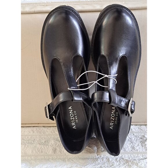 Y2K Black Chunky Mary Jane Platform Shoes Goth Buckle Lug Sole Women's 8 NEW - Picture 6 of 7